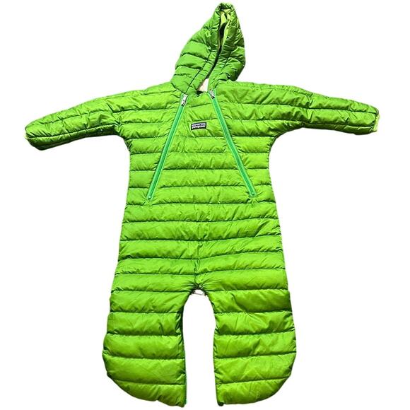 Patagonia Down Bunting Winter Insulated Snowsuit Green‎ Size 6 Months - Picture 1 of 9